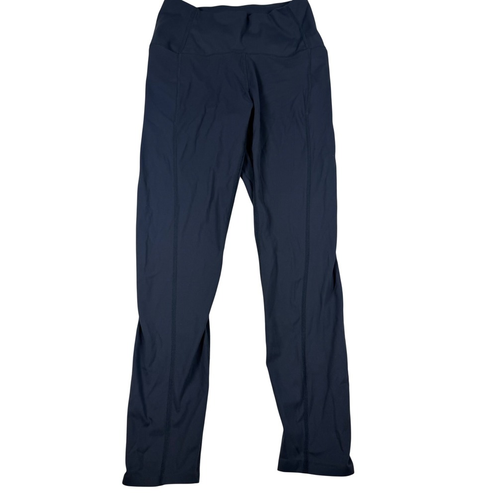 Danskin Womens Navy Blue High Waisted Active Leggings with Side Pockets Size S